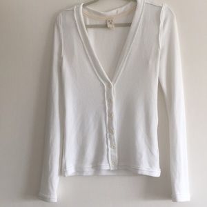 Free People White Button Call Me Cardi